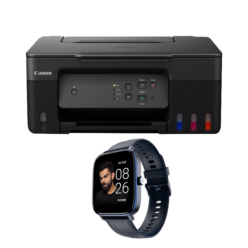 Picture of Canon PIXMA MegaTank G2730 All-in-one Inktank Printer (Black)+ Noise Newly Launched Quad Call 1.81" Display, Bluetooth Calling Smart Watch